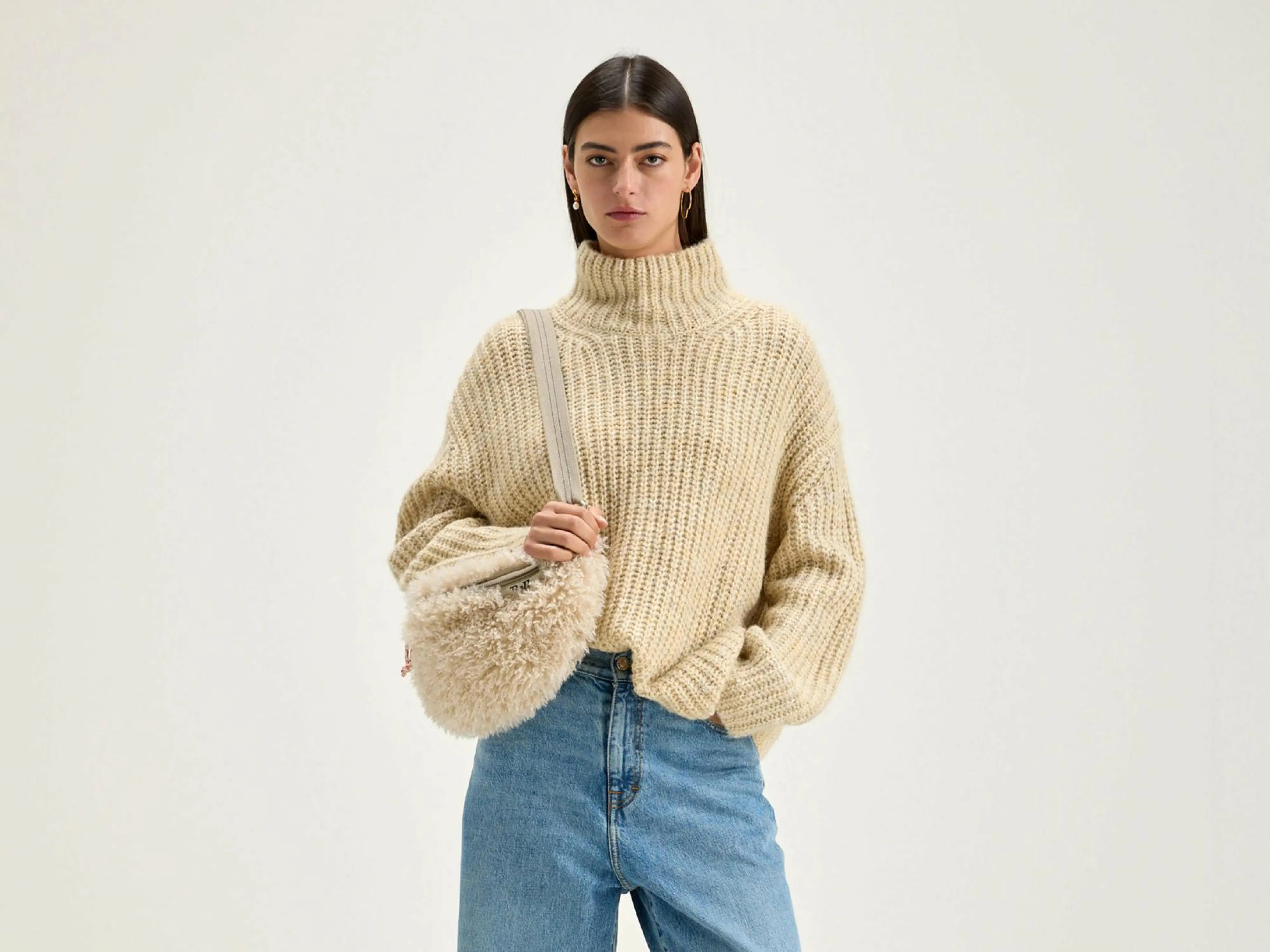 Best Sale Bellerose Gap Trechterhals Trui Oatmeal