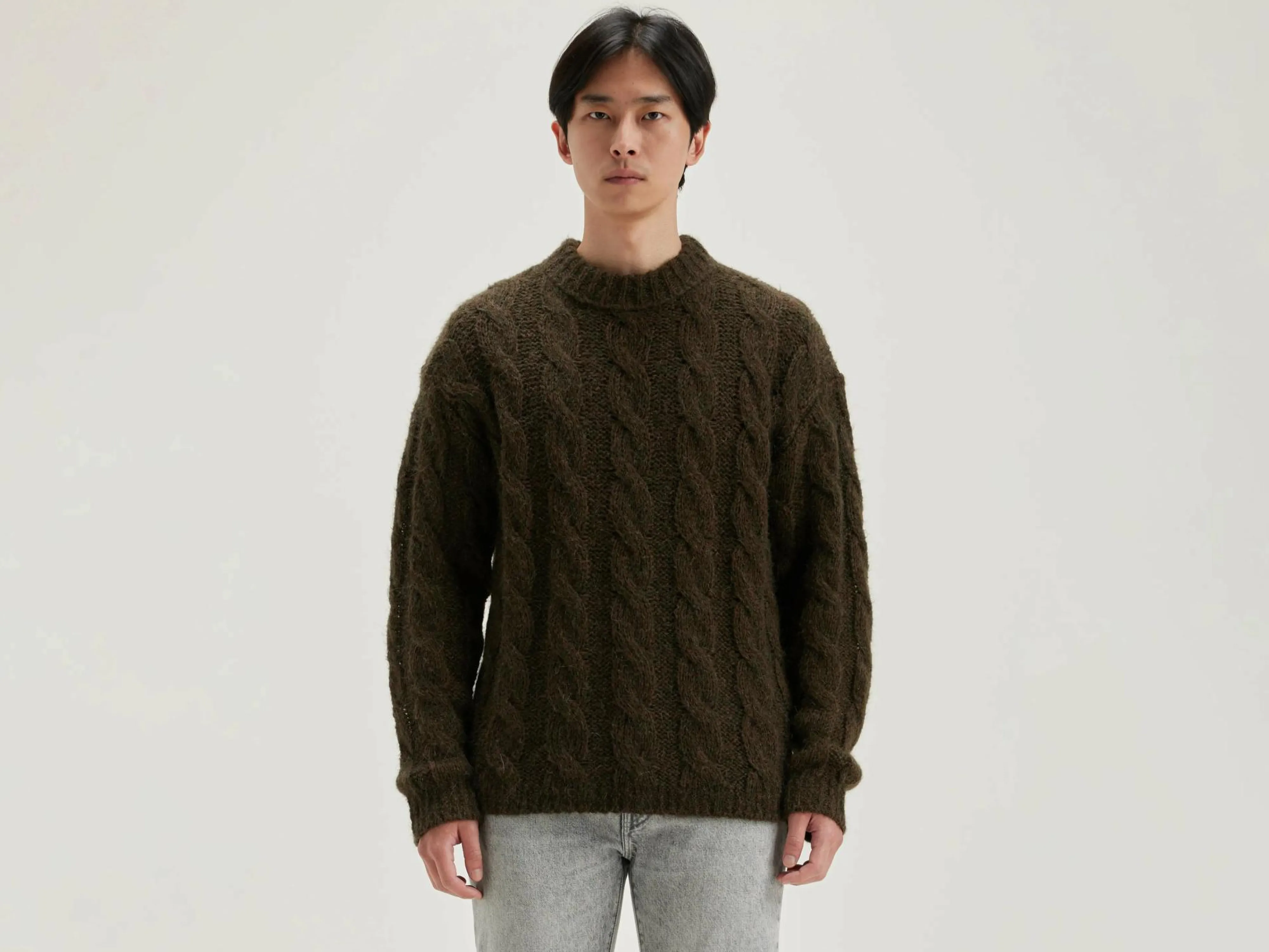 Store Bellerose Noft Kabeltrui Dark olive