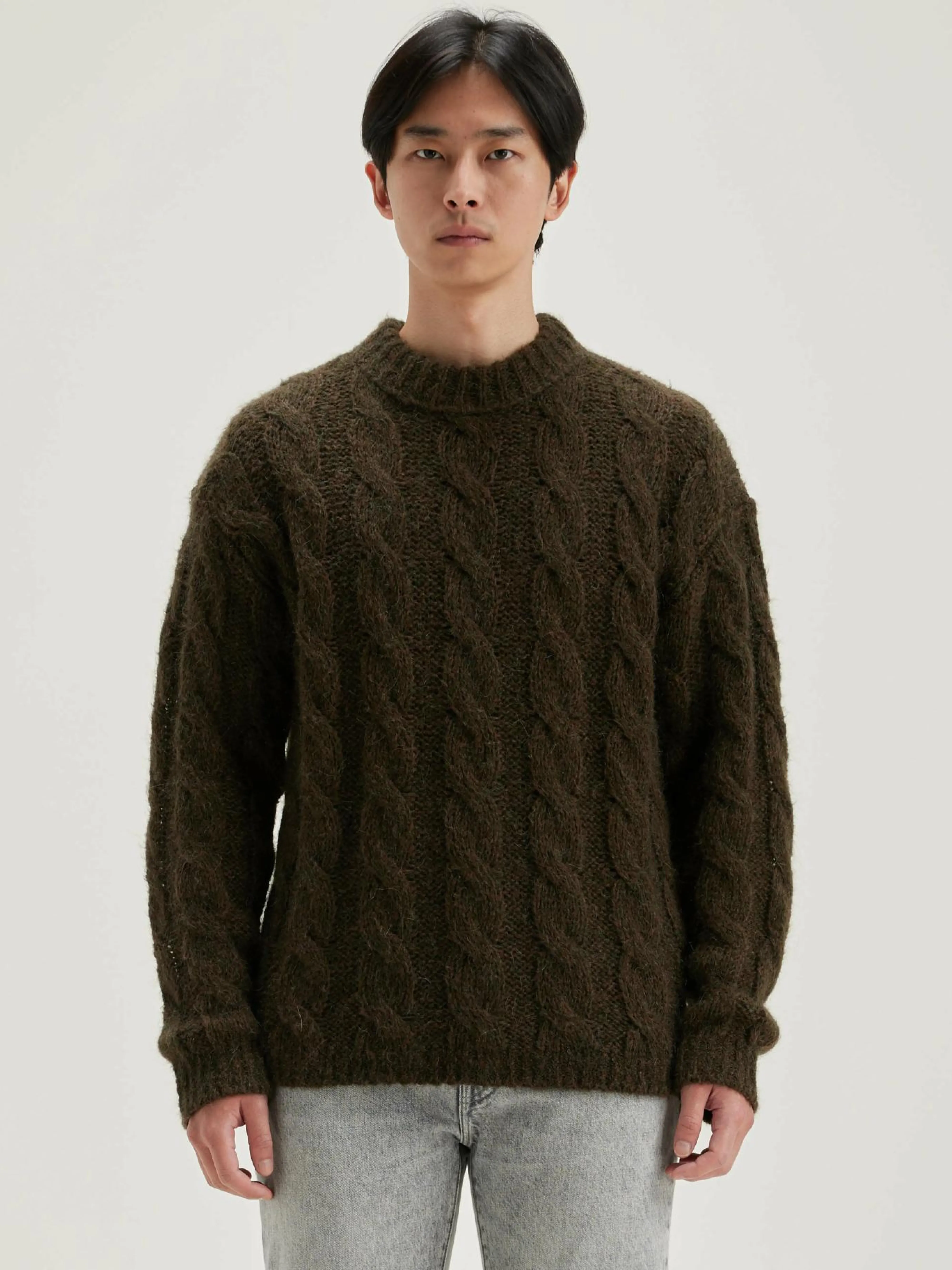 Store Bellerose Noft Kabeltrui Dark olive