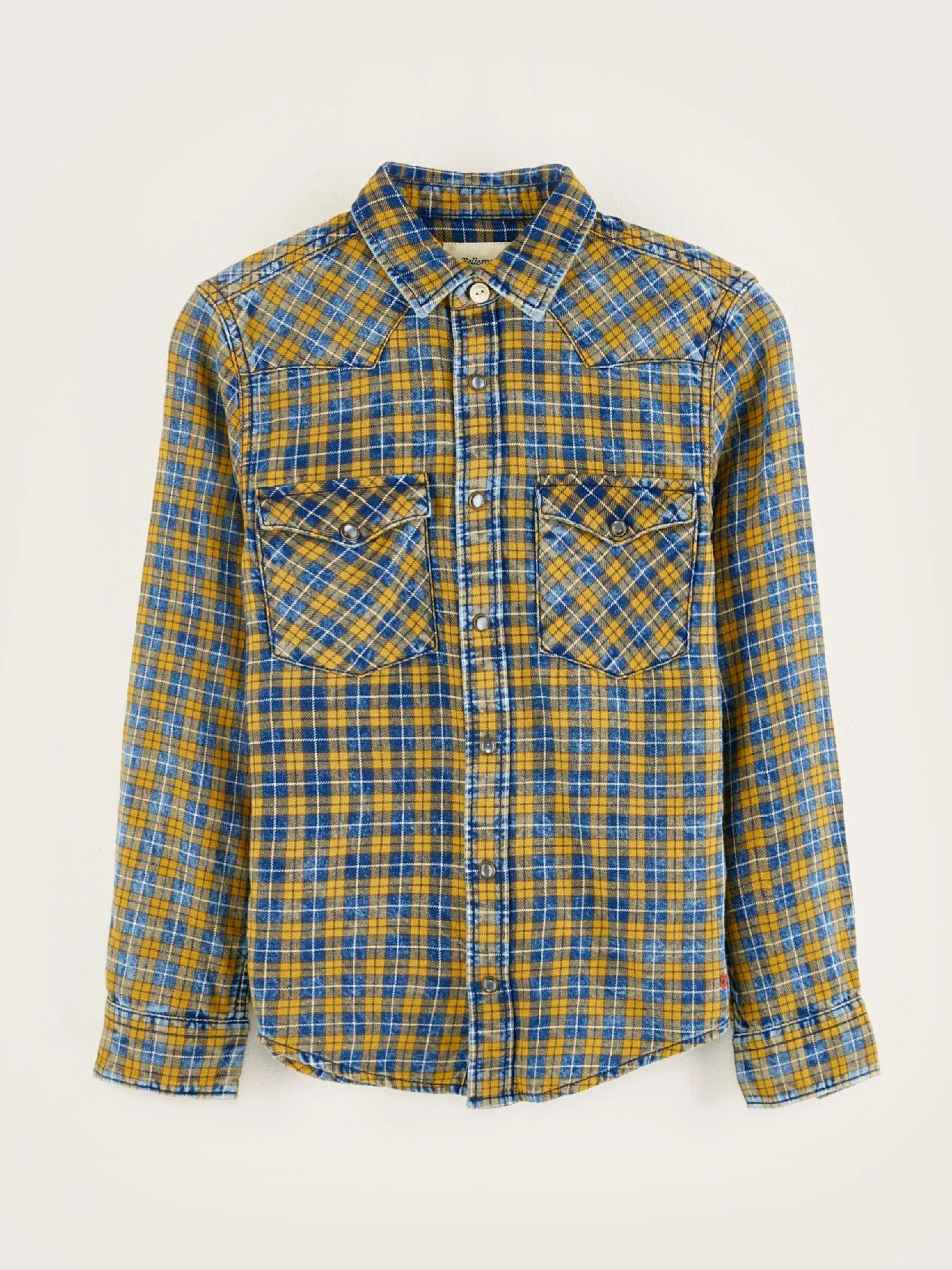 Store Bellerose Peio Geruit Hemd Cornflakes / Myosotis