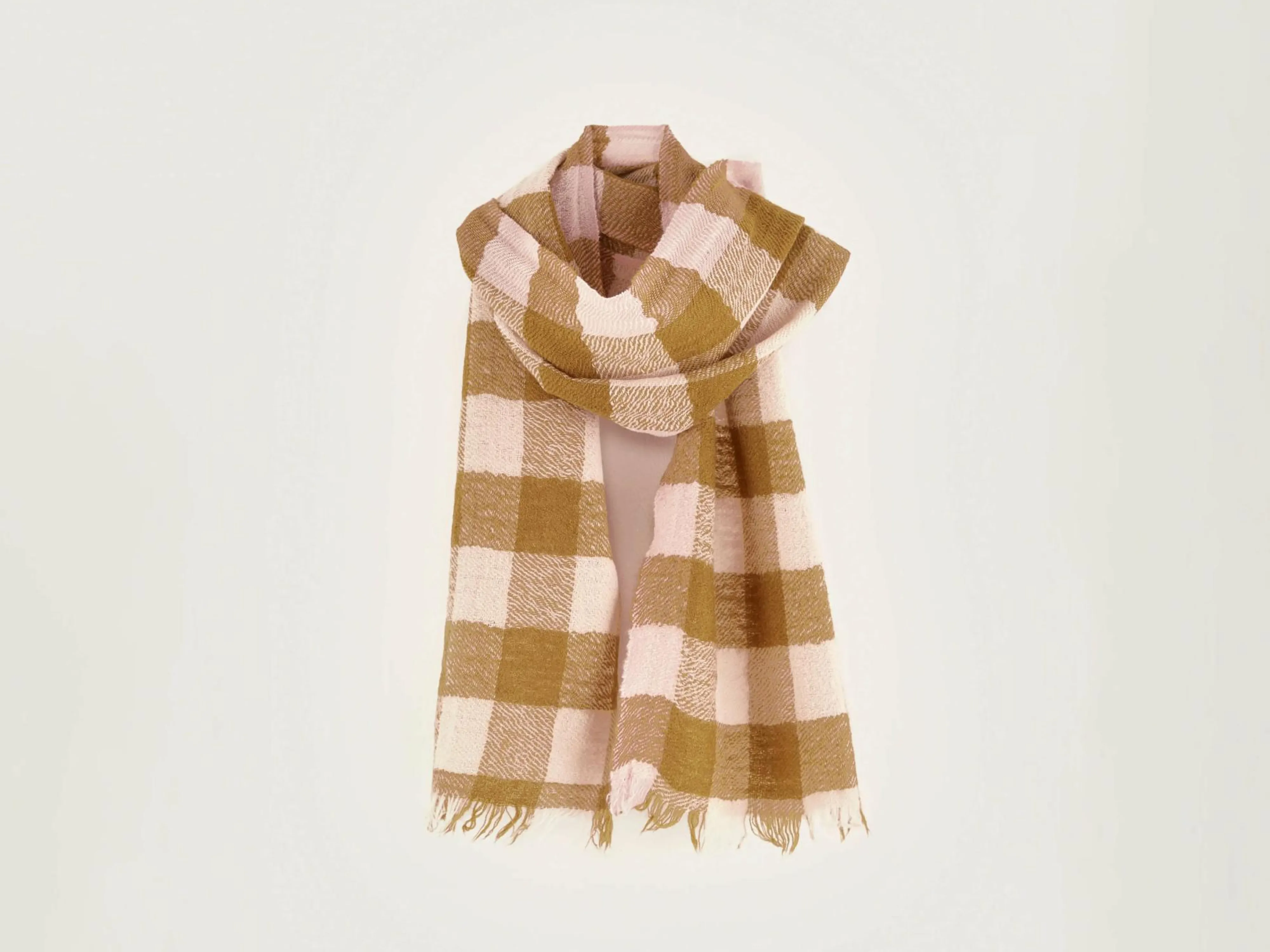 Online Bellerose Sidiki Geruite Sjaal Caramel / Light rose